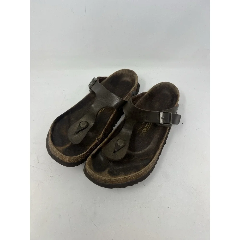 BIRKENSTOCK GIZEH Thong Women's Sandals Sz 39 US 8-8.5 Brown Leather